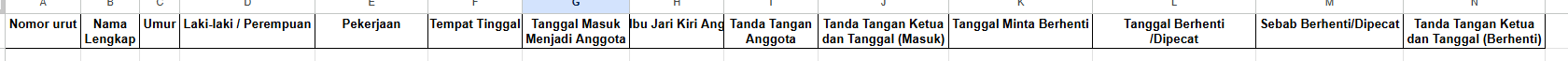 Format Buku Anggota Koperasi